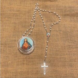 Catholic sacred Heart rosary in case box New religious cross Prayer unisex